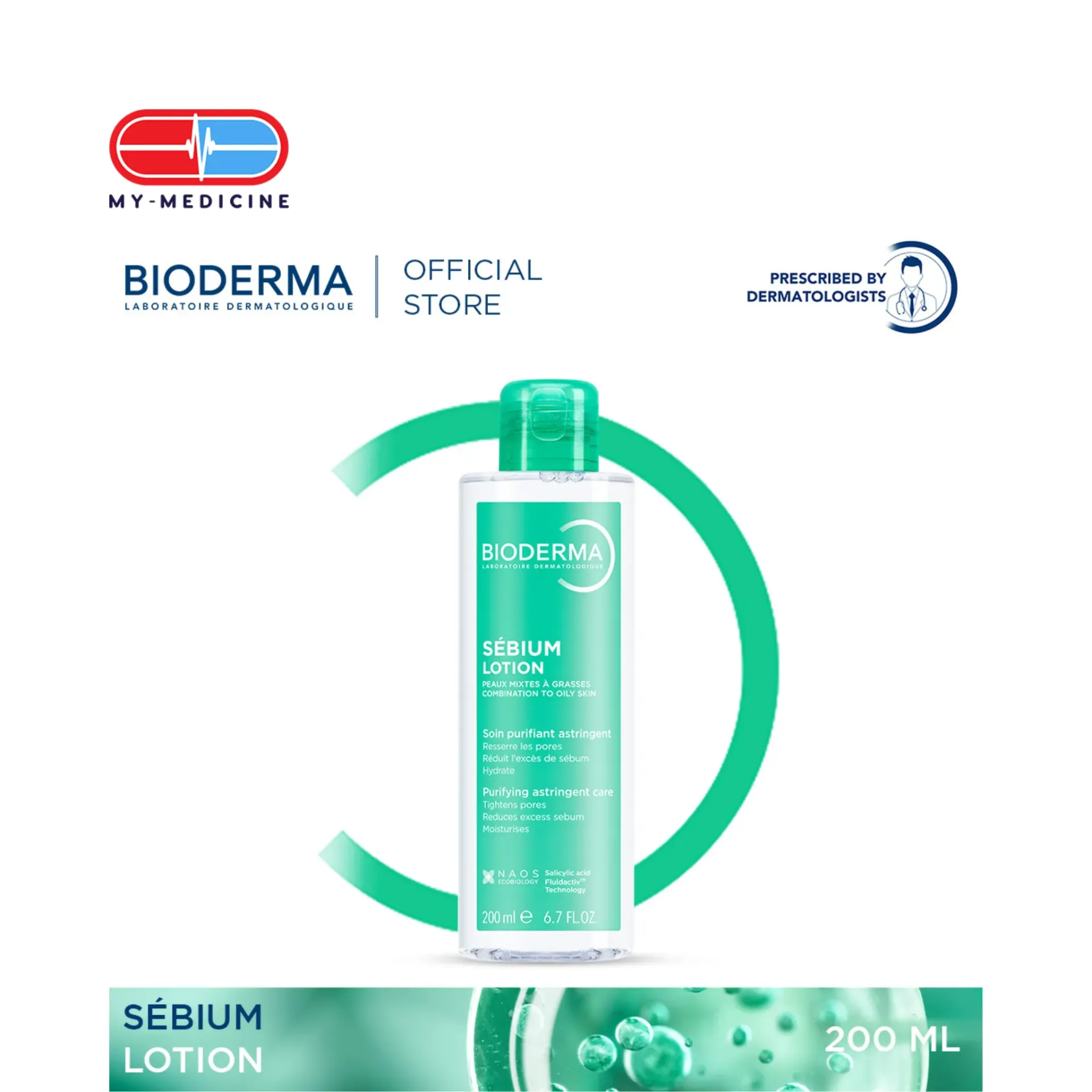 Bioderma Sebium Lotion Hydrating and Mattifying Toner (Combination to Oily, Acne-prone Skin) - 200 ml